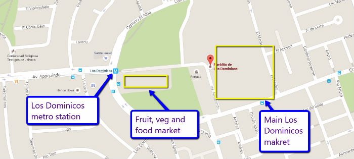 Location of Los Dominicos Market Santiago Chile