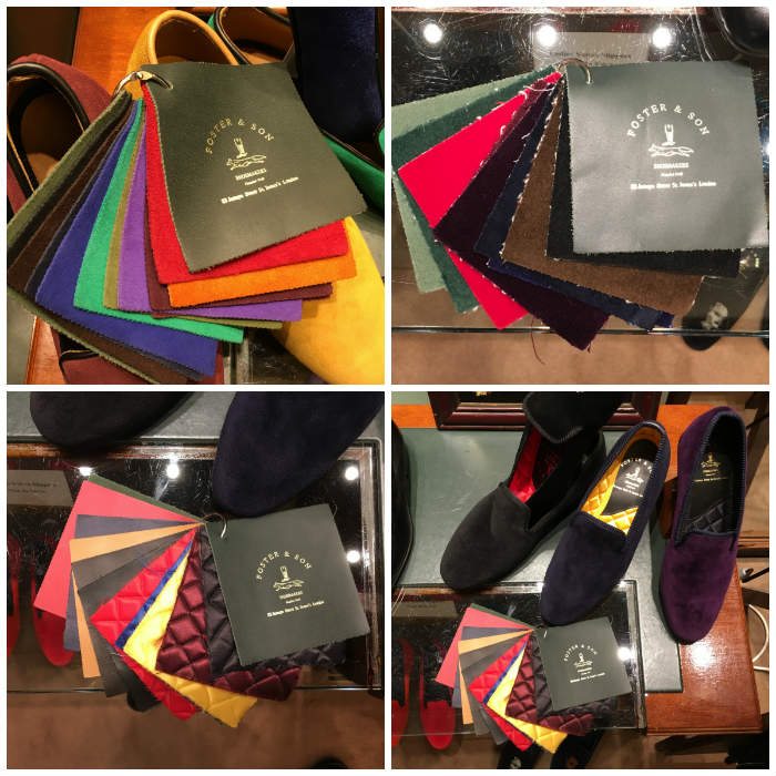 Stock tuxedo slipper fabric options