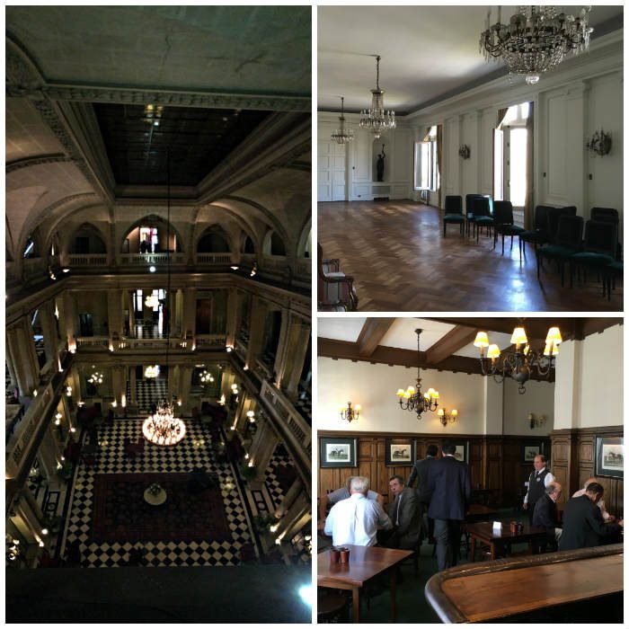 Verticle pano of main artium plus side salons