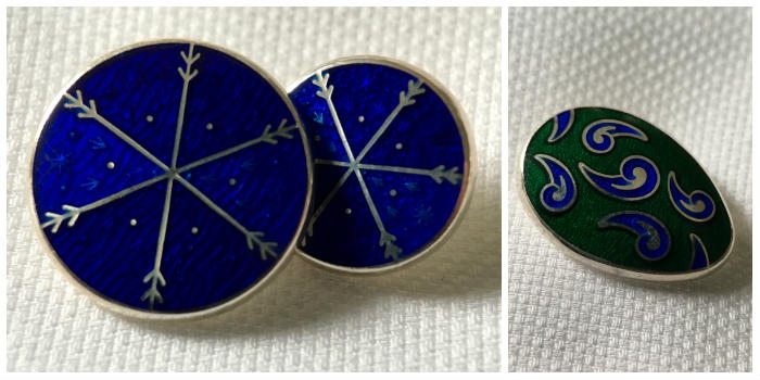 Blue Snowflake Enamel Cufflinks