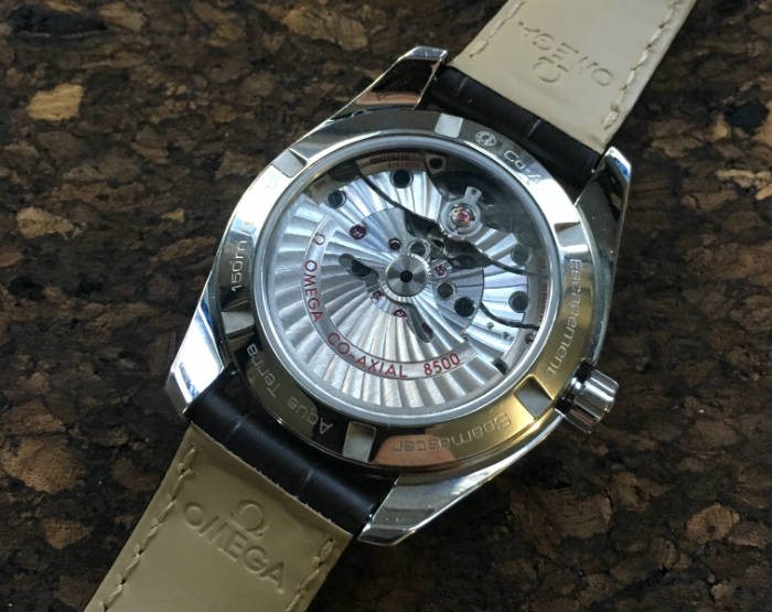 Exhibition Case Back Showing The Omega 8500 Movement
