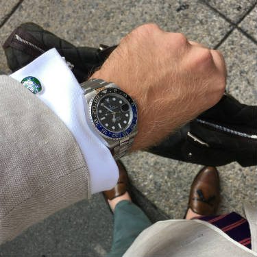 Rolex Batman Watch With French Cuff Shirt