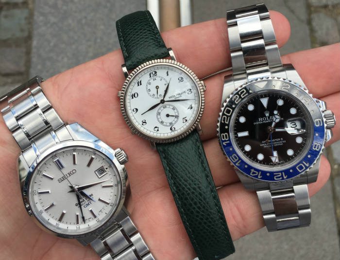 Three GMT Watches Seiko Patek Rolex