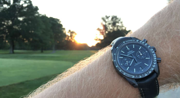 Omega Speedmaster On The Wirst At Sunset