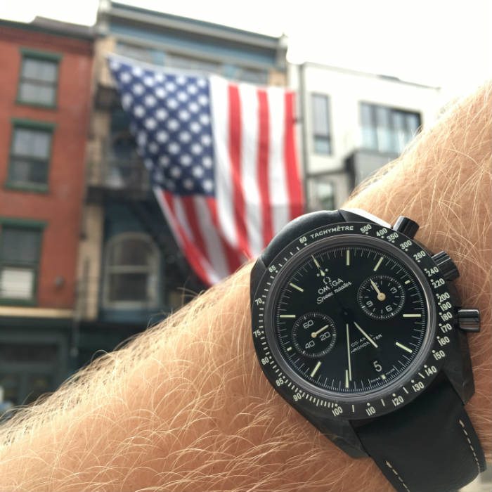 Pitch Black Watch with USA Flag