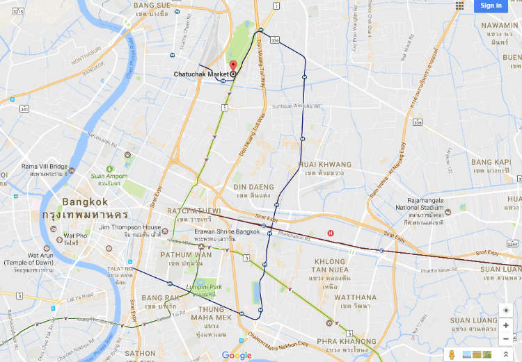 Bangkok View and JJ Market Location