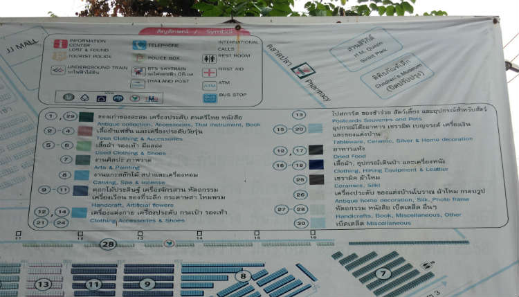 Chatuchak Market sections on map