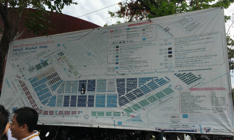 Map Of JJ Market Bangkok Thailand