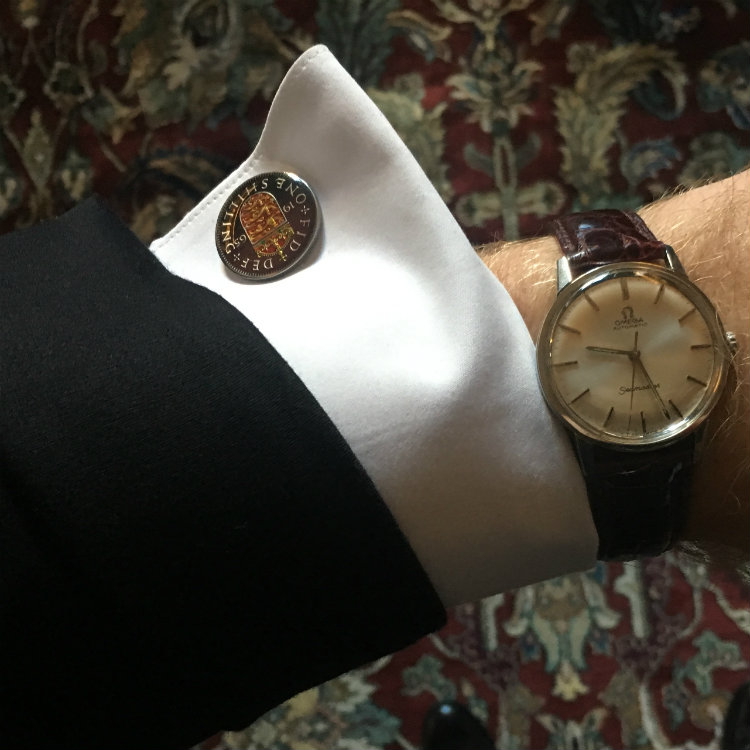 Benson & Clegg Cufflinks On White Shirt