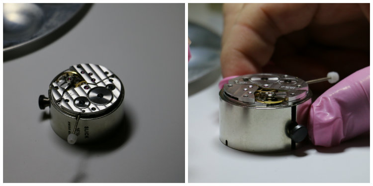 Completed movement at end of watchmaking class