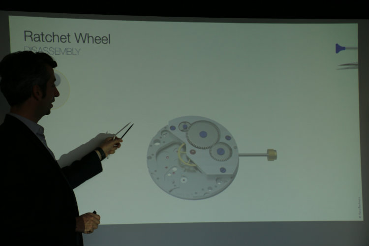 Diagram of watch ratchet wheel assembly