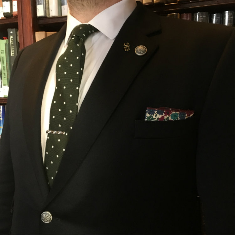 Dotted Tie With Floral Pocket Square