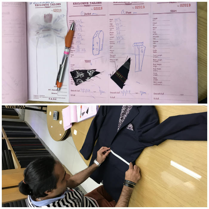 Final finished suit measurments taken for records