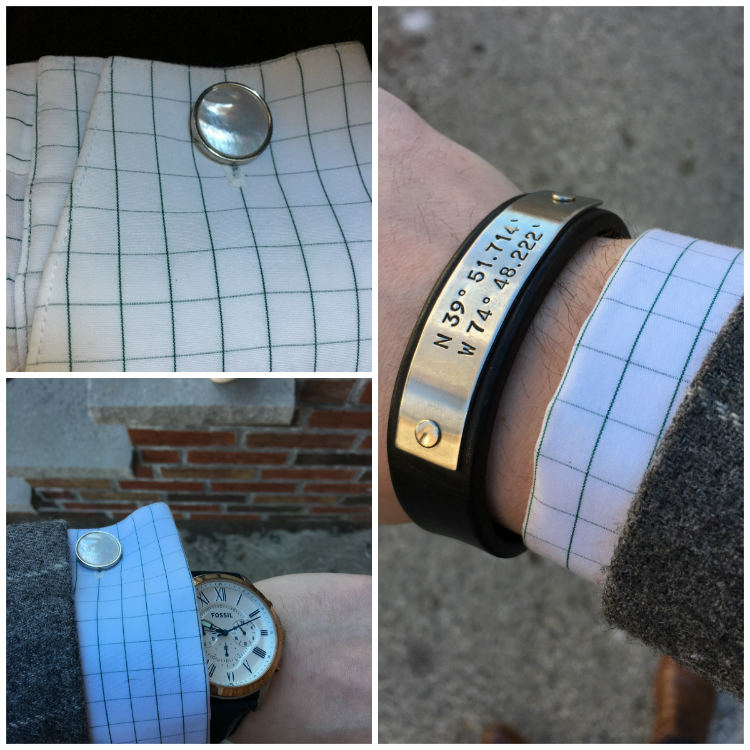 French cuff shirt with watch and bracelet