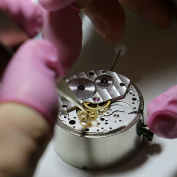 Paul Anthony working on ETA 6497 watch movement