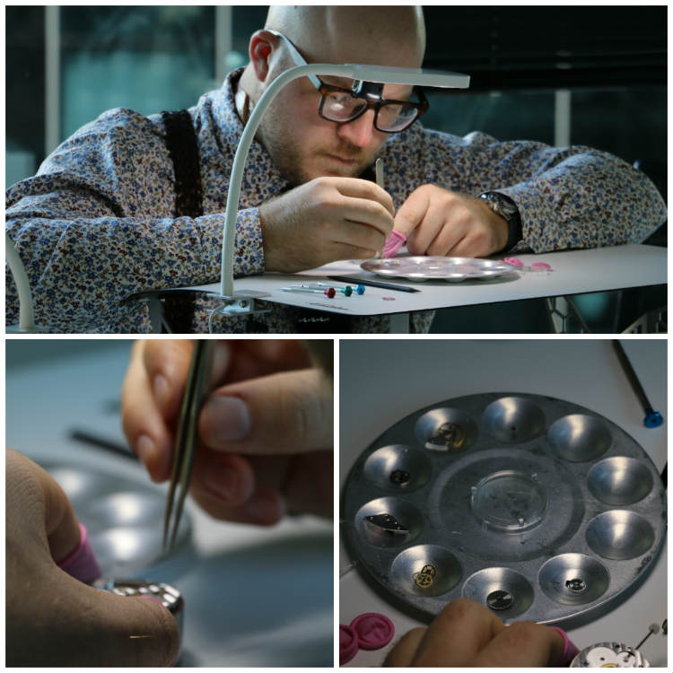 Paul Anthony working on a watch movement