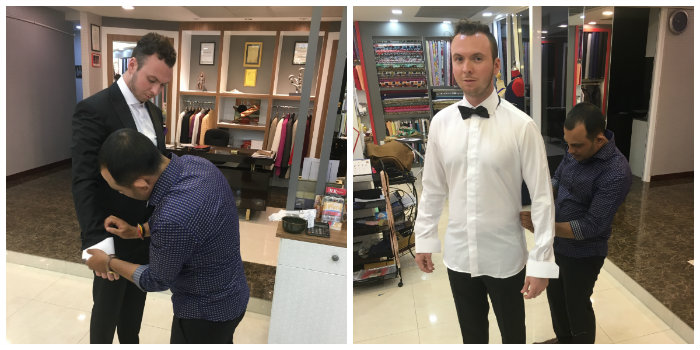 RK Fashion second tuxedo jacket and shirt fitting