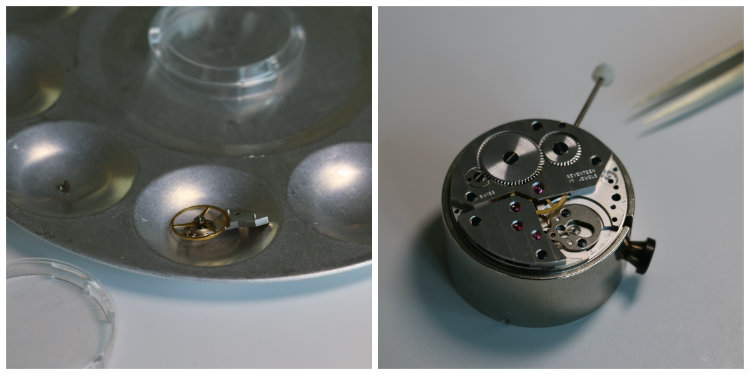 Removed balance wheel and hairspring