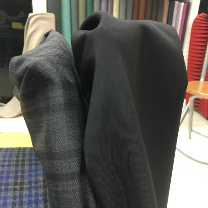 Tuxedo suit fabric with grey check