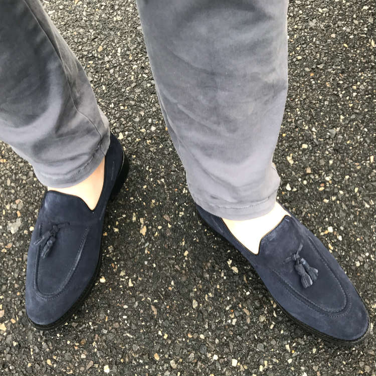 Blue Shoes And Grey Pants