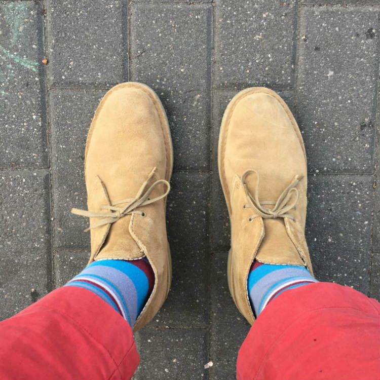 Desert Boots With Red Trousers