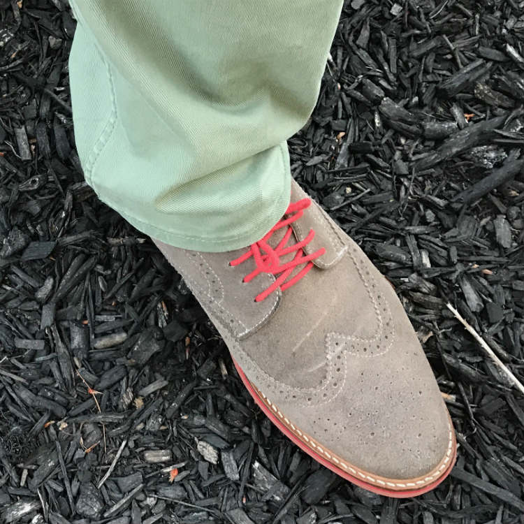Green Pants With Grey Suede Brogues