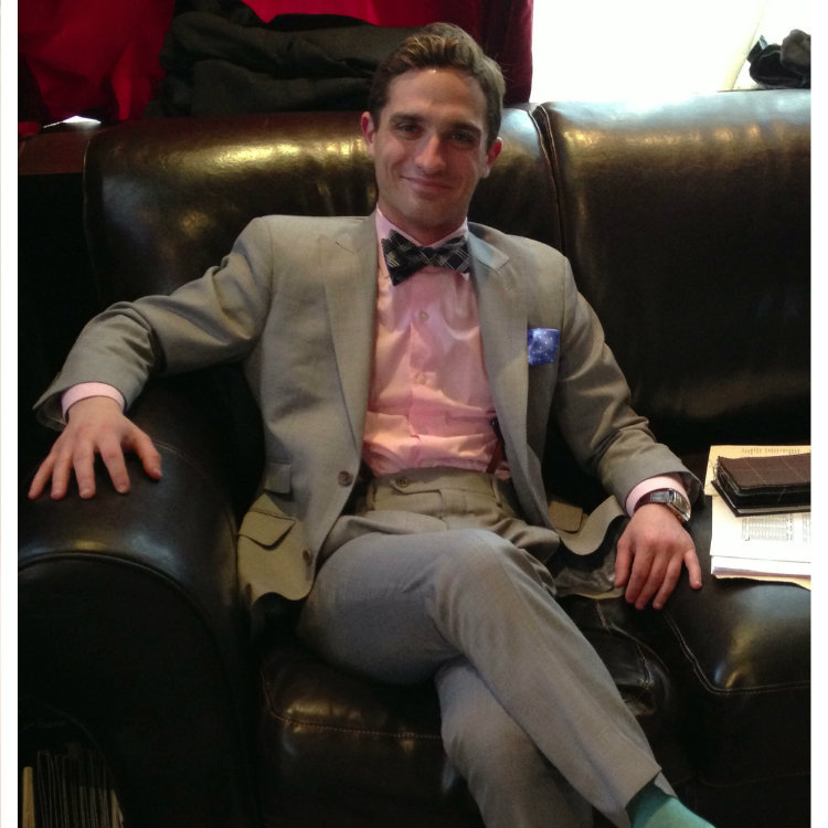 Man In Grey SuitAnd Pink Shirt