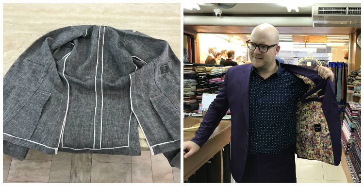 Custom Made Purple Linien Travel Suit