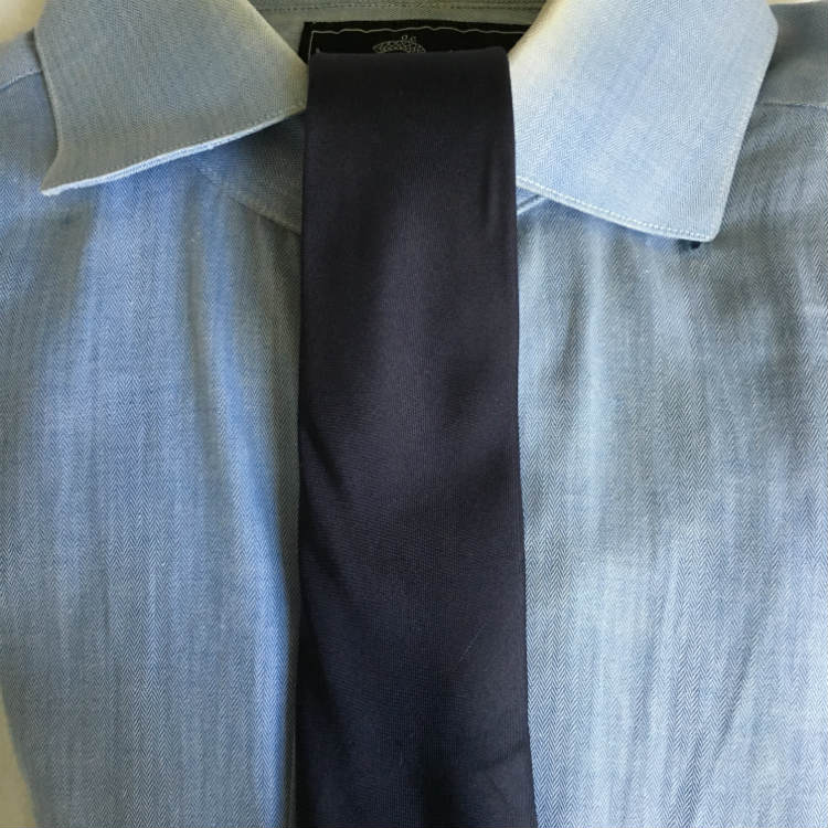 Dark Blue Tie On light Blue Shirt