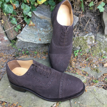 Dark Brown Suede Semi Brogues