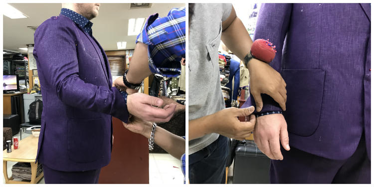 Getting sleeve length just right by Thai tailor