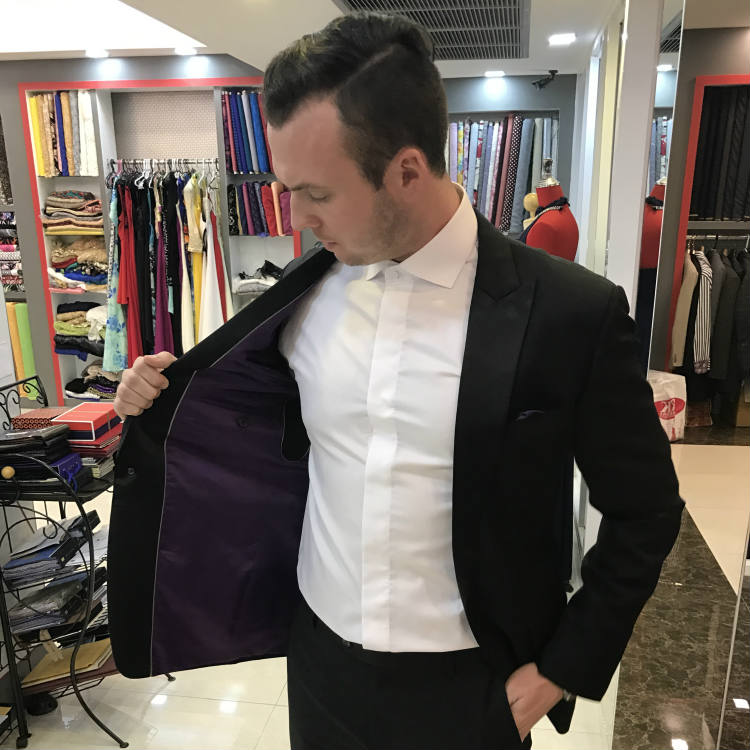 Perfect fitting custom tuxedo on Trevor Guilday