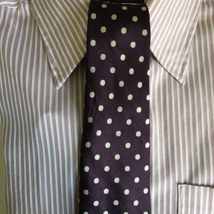 Purple Dot Tie On Lavender Stripe Shirt