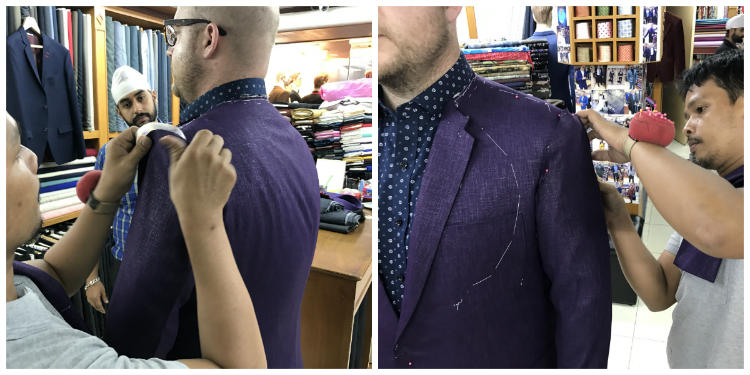 Sleeves being attached to jacket body in second fitting