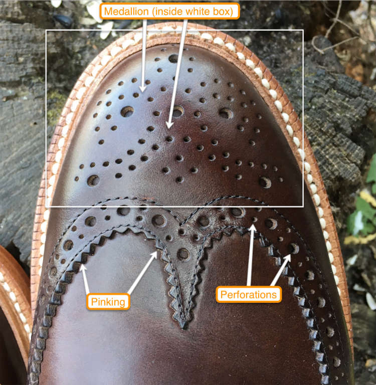 Pinking and Perforations On Brown Brogue