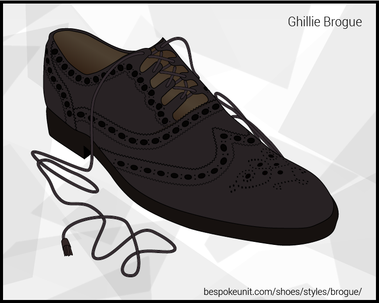 Illustration Of Black Ghillie Brogue Shoes