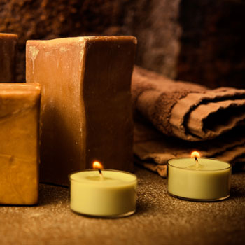 A Blocks Of Aleppo Soap Candle lit July 2017
