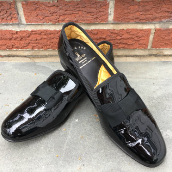 Black Opera Pumps With Brick Background