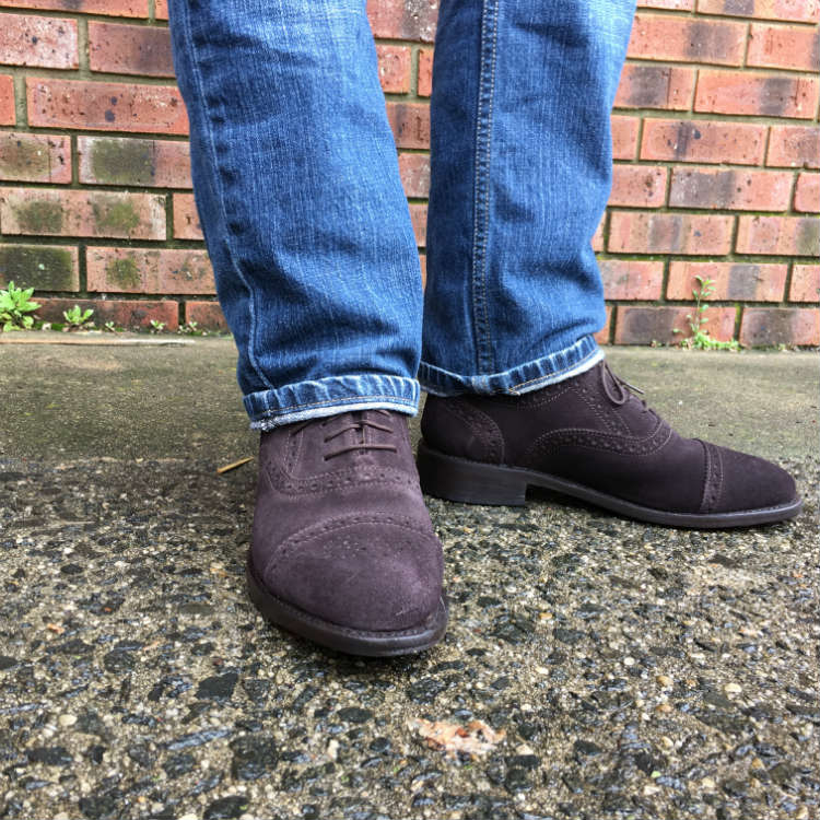 Brown Suede Semi Brogue With Jeans