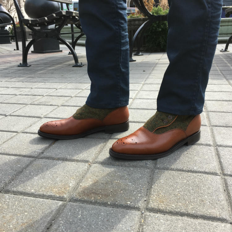 Dark Slim Denim With Tan And Green Boots