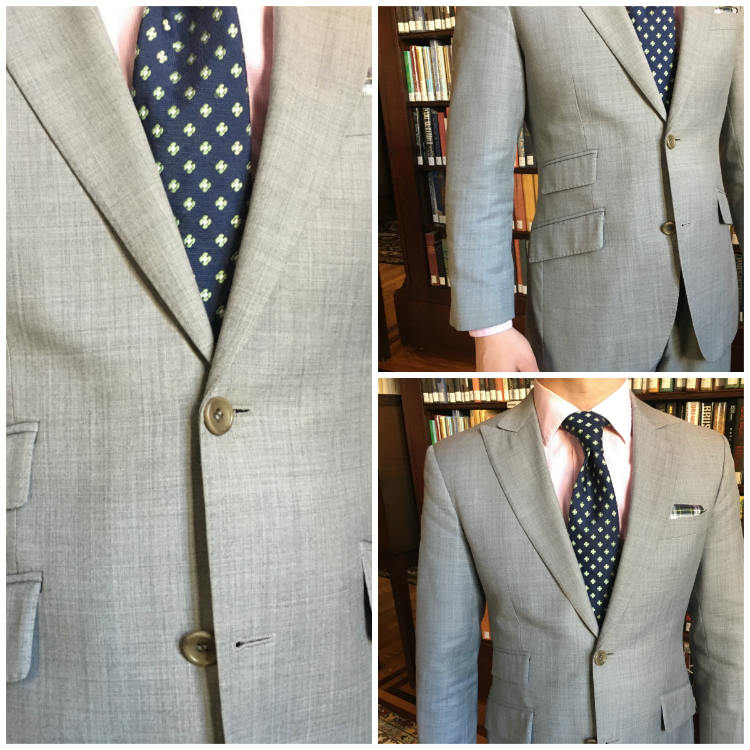 Grey Jacket WIth Blue And Green Tie