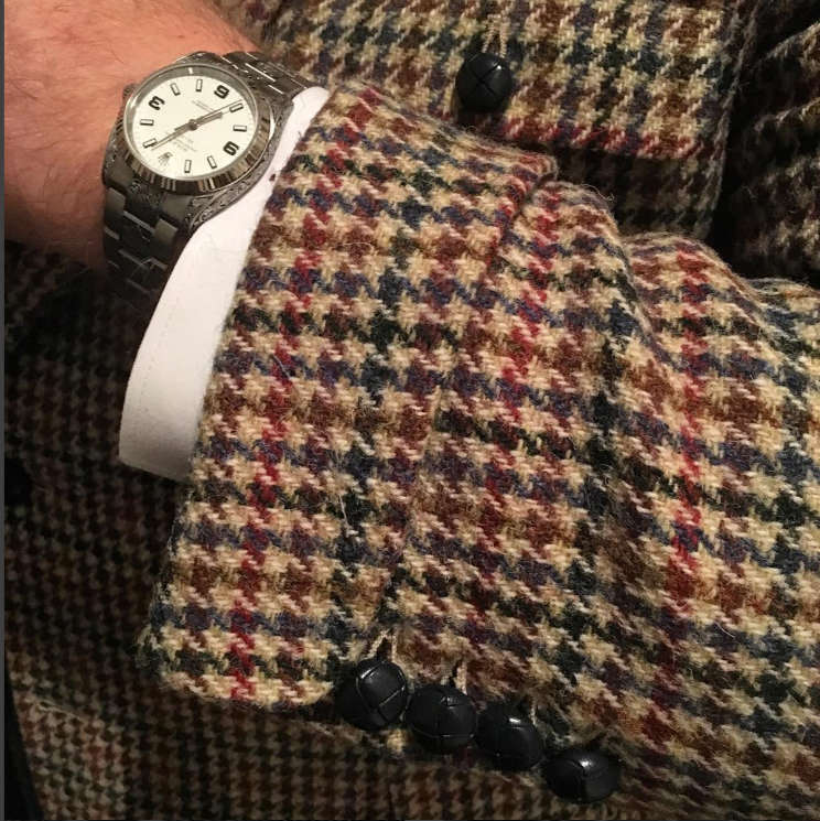 Houndstooth Jacket With Sleeve Cuff