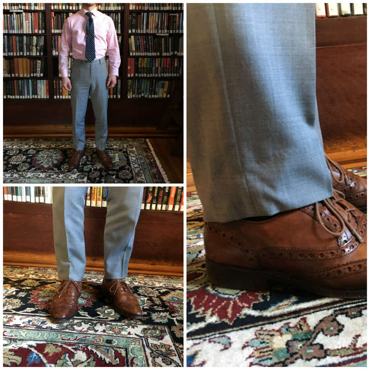 Light Grey Trousers And Brown Shoes