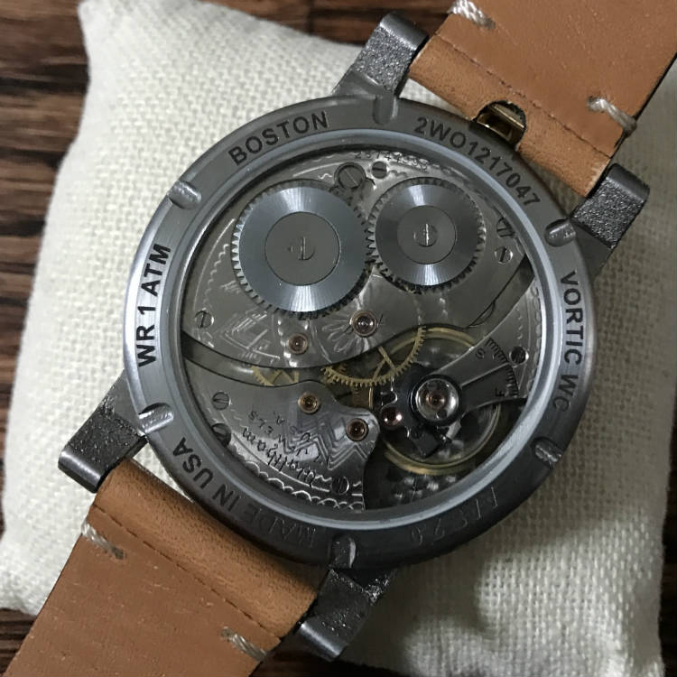 Macro shot of Waltham watch balance wheel