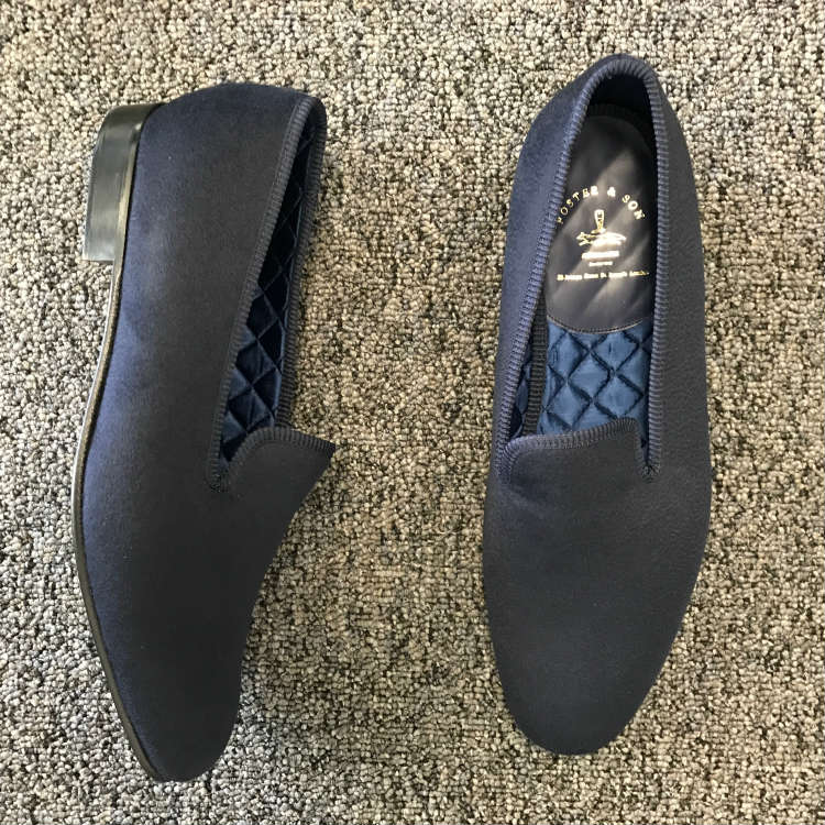 Navy Blue Cashmere Slippers