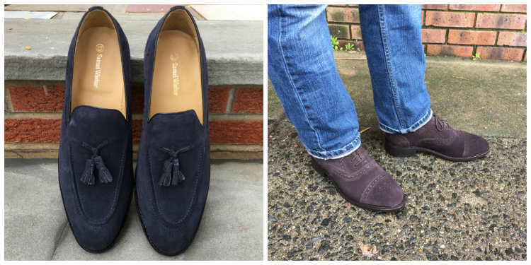 Navy Suede Tassel Loafers And Brown Suede Brogues