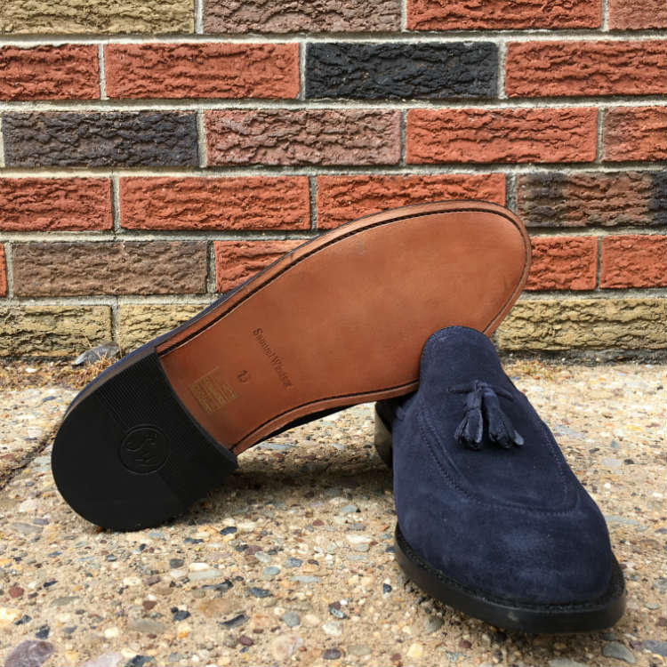 Sole Of Navy Suede Tassel Loafer