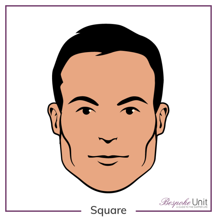 Bespoke Unit’s graphic of a man’s square face shape Bespoke Unit's graphic of a man's square face shape