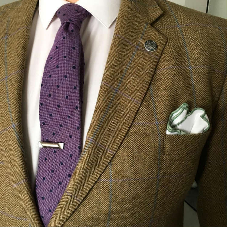Tan Jacket WIth Multi Colored Windowpane
