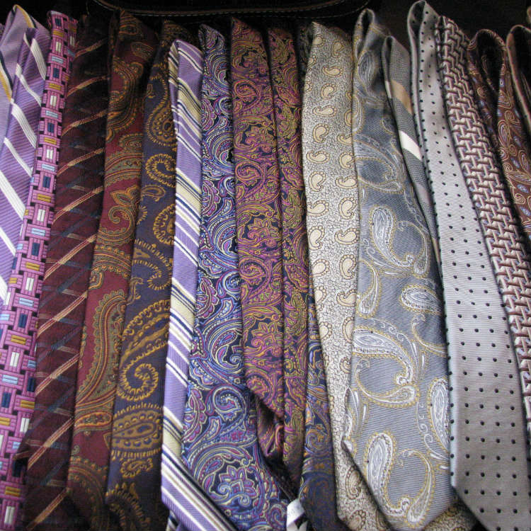 Ties In Various Colors And Patterns